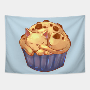 Chocolate Chip Muffin Cat Tapestry
