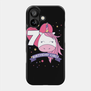 Birthday Girl! Unicorn 7th Birthday graphic design Gifts Phone Case