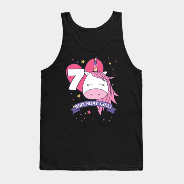 Birthday Girl! Unicorn 7th Birthday graphic design Gifts Tank Top by creative
