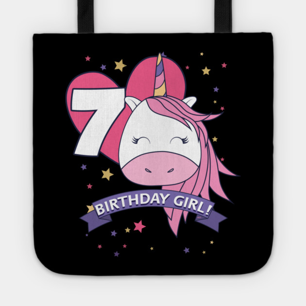 Birthday Girl! Unicorn 7th Birthday graphic design Gifts Tote by creative