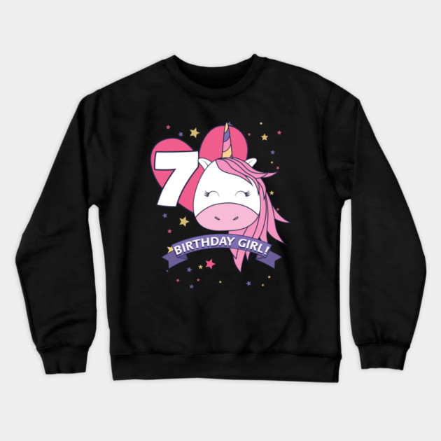 Birthday Girl! Unicorn 7th Birthday graphic design Gifts Crewneck Sweatshirt by creative