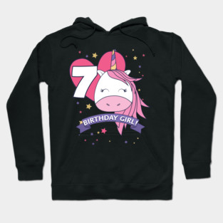 Birthday Girl! Unicorn 7th Birthday graphic design Gifts Hoodie
