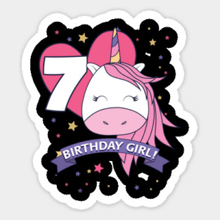 Birthday Girl! Unicorn 7th Birthday graphic design Gifts Sticker