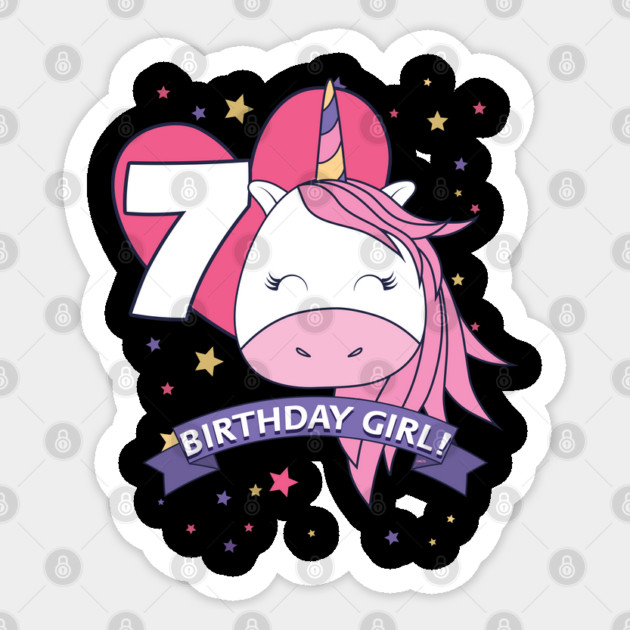 Birthday Girl! Unicorn 7th Birthday graphic design Gifts Sticker by creative