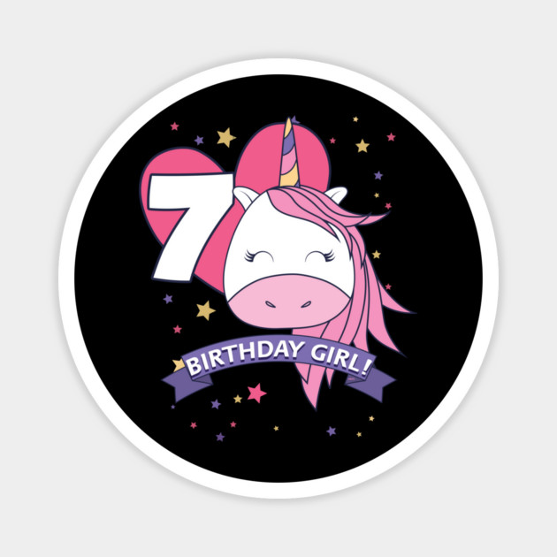 Birthday Girl! Unicorn 7th Birthday graphic design Gifts Magnet by creative
