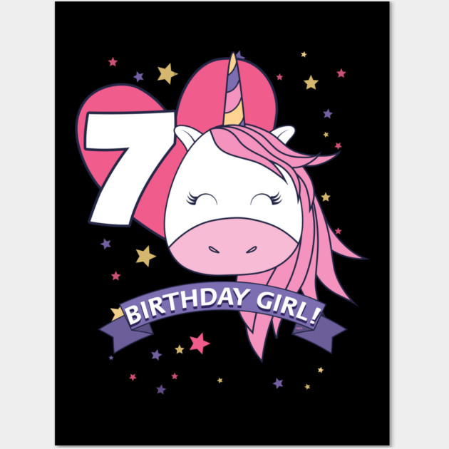 Birthday Girl! Unicorn 7th Birthday graphic design Gifts Wall Art by creative