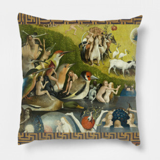 Garden of Earthly Delights ,Paradise, Birds and Animals Detail by Hieronymus Bosch Pillow