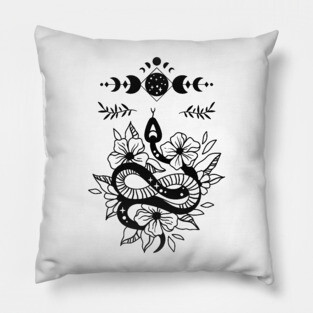 Aesthetic Halloween Snake Lover Moon Creepy Witchy Pillow