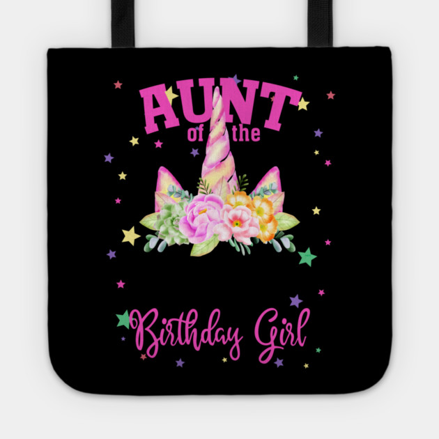 Aunt of the Birthday Girl! Unicorn Face Theme Gift design Tote by creative
