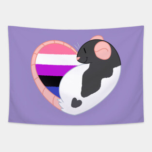 Genderfluid Pride Rat Tapestry