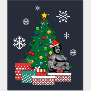 Arnie Around The Christmas Tree Arnold Arnie Retro Japanese Schwarzenegger Posters and Art