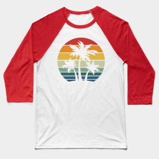 Retro 80s and 90s Beach Style Palm Trees with Sunset Baseball T-Shirt