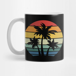 Retro 80s and 90s Beach Style Palm Trees with Sunset Mug