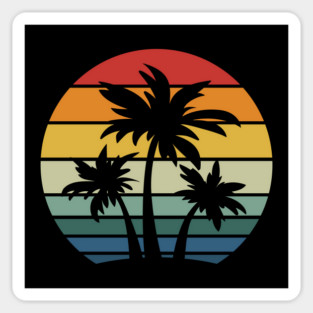 Retro 80s and 90s Beach Style Palm Trees with Sunset Sticker