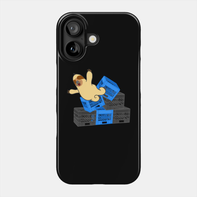 Funny Sloth Falling Milk Crate Challenge Phone Case by belownormal