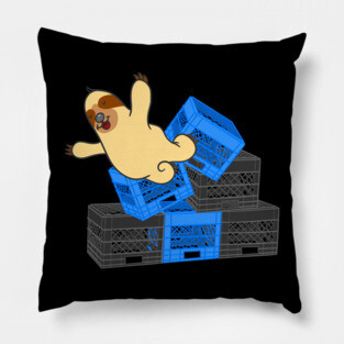 Funny Sloth Falling Milk Crate Challenge Pillow