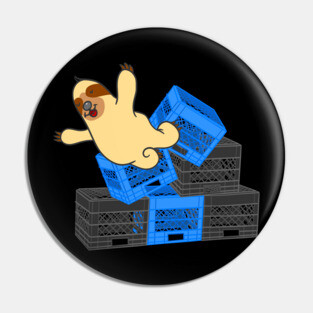 Funny Sloth Falling Milk Crate Challenge Pin
