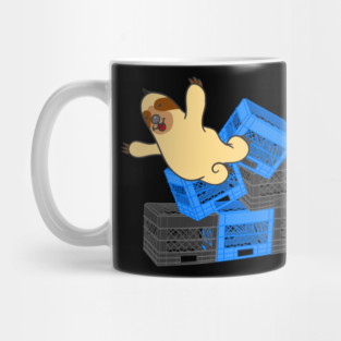 Funny Sloth Falling Milk Crate Challenge Mug
