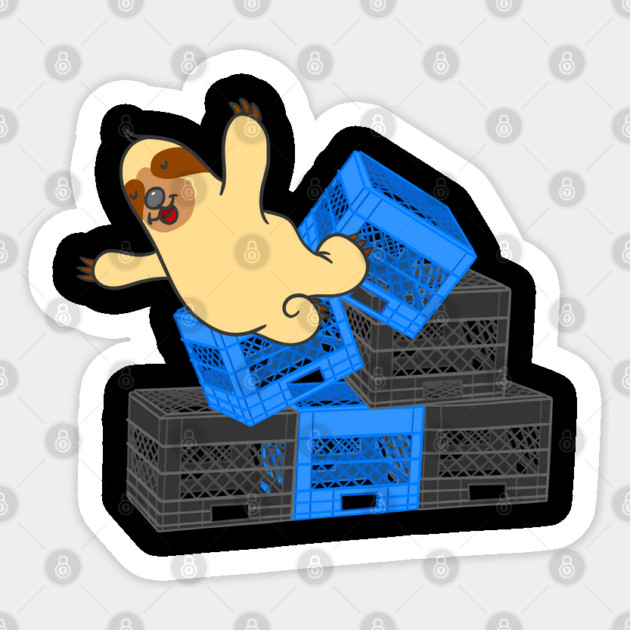 Funny Sloth Falling Milk Crate Challenge Sticker by belownormal