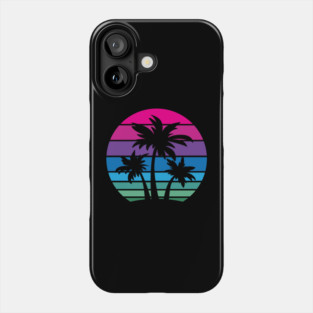 Retro 80s and 90s Tropical Beach Style Palm Tree Sunset Design Phone Case