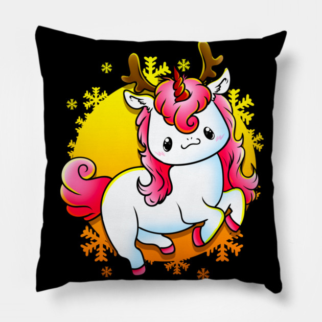 Kawaii Xmas Unicorn Funny Humor Pillow by creative