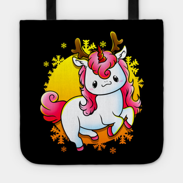 Kawaii Xmas Unicorn Funny Humor Tote by creative