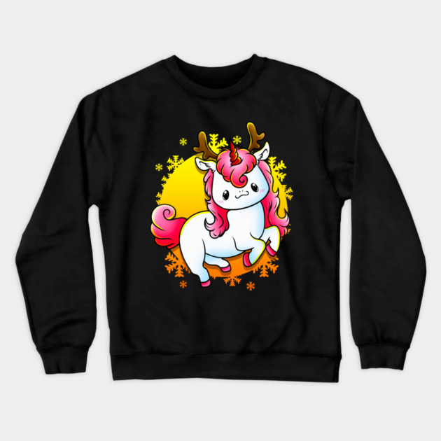 Kawaii Xmas Unicorn Funny Humor Crewneck Sweatshirt by creative