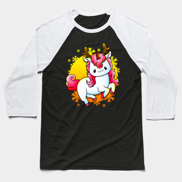 Kawaii Xmas Unicorn Funny Humor Baseball T-Shirt by creative