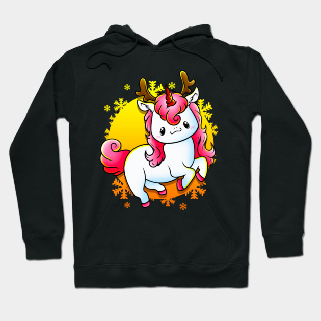 Kawaii Xmas Unicorn Funny Humor Hoodie by creative