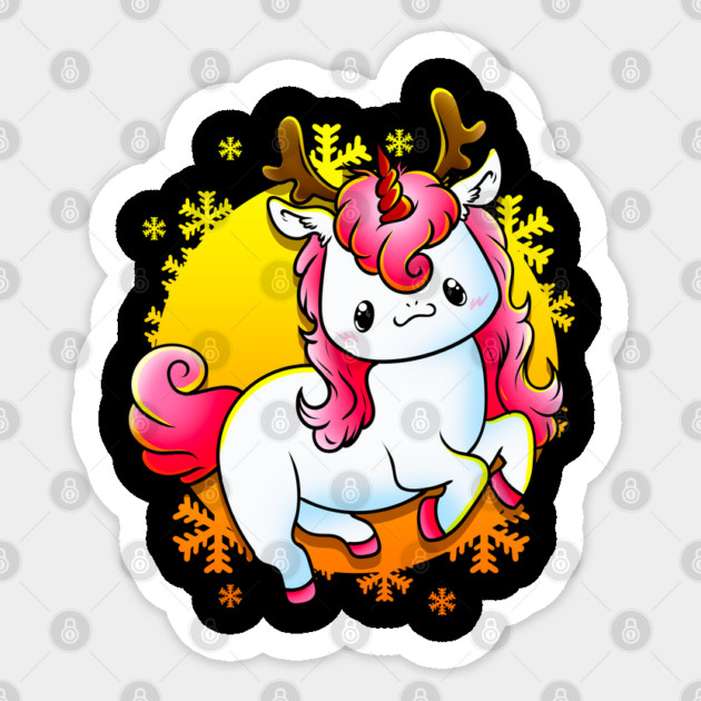 Kawaii Xmas Unicorn Funny Humor Sticker by creative