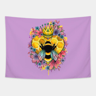 Queen Bee Watercolor by Lorna Laine Tapestry