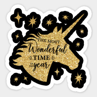 Christmas Unicorn Most Wonderful time T-Shirt Tee Gift The most Wonderful time of the year Unicorn Shirt Sticker