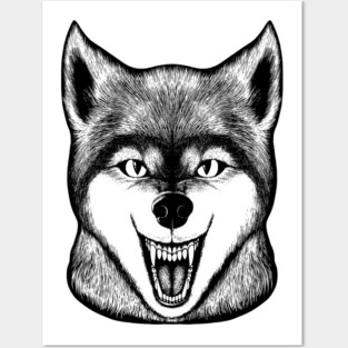 Snarling Wolf - Lined Posters and Art