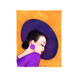 Woman with a Purple Hat. T-Shirt