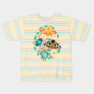 Delightful Bugs And Doodled Daisies Kids T-Shirt