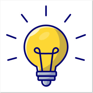 Lightbulb Idea Cartoon Vector Icon Illustration Posters and Art