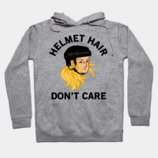 Hockey Helmet Hair Don't Care Blonde Hoodie