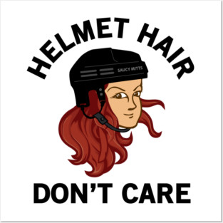 Hockey Helmet Hair Don't Care Red Head Posters and Art