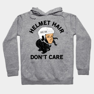 Hockey Helmet Hair Don't Care Black Hoodie