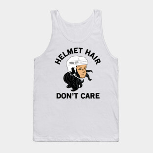 Hockey Helmet Hair Don't Care Black Tank Top
