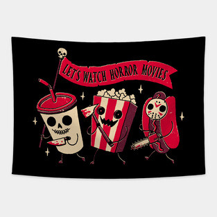 Let’s Watch Horror Movies – Creepy Cute Movie Snack Tapestry