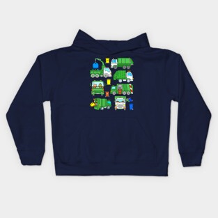 Green Garbage Truck Design Kids Hoodie