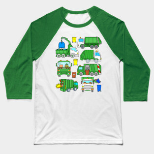 Green Garbage Truck Design Baseball T-Shirt