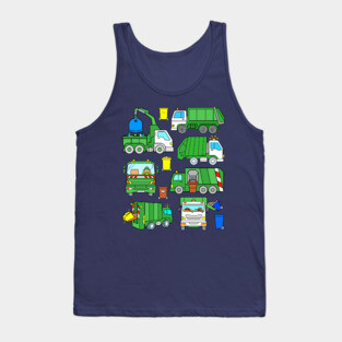 Green Garbage Truck Design Tank Top