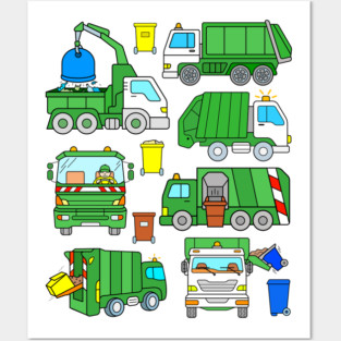 Green Garbage Truck Design Posters and Art