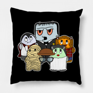 Cute Halloween Monsters Group Pillow