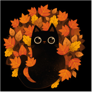 Cat and Autumn leaves! Posters and Art