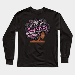 African American Breast Cancer Survivor Afro Long Sleeve T-Shirt