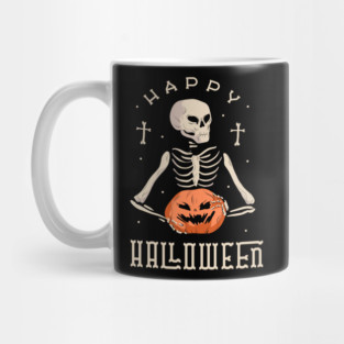 Happy Halloween Skeleton With Jack O' Lantern Mug
