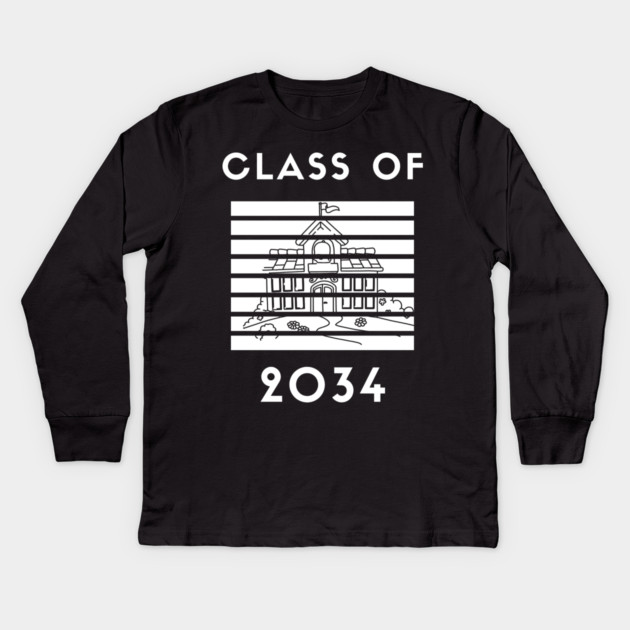 Class Of 2034, Congratulations Class Of 2034 Kids Long Sleeve T-Shirt by Pixel Threads 